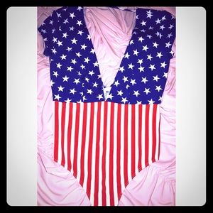 American Apparel American Flag Thong Bodysuit